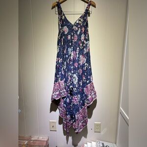Japna blue pink print romper viscose small